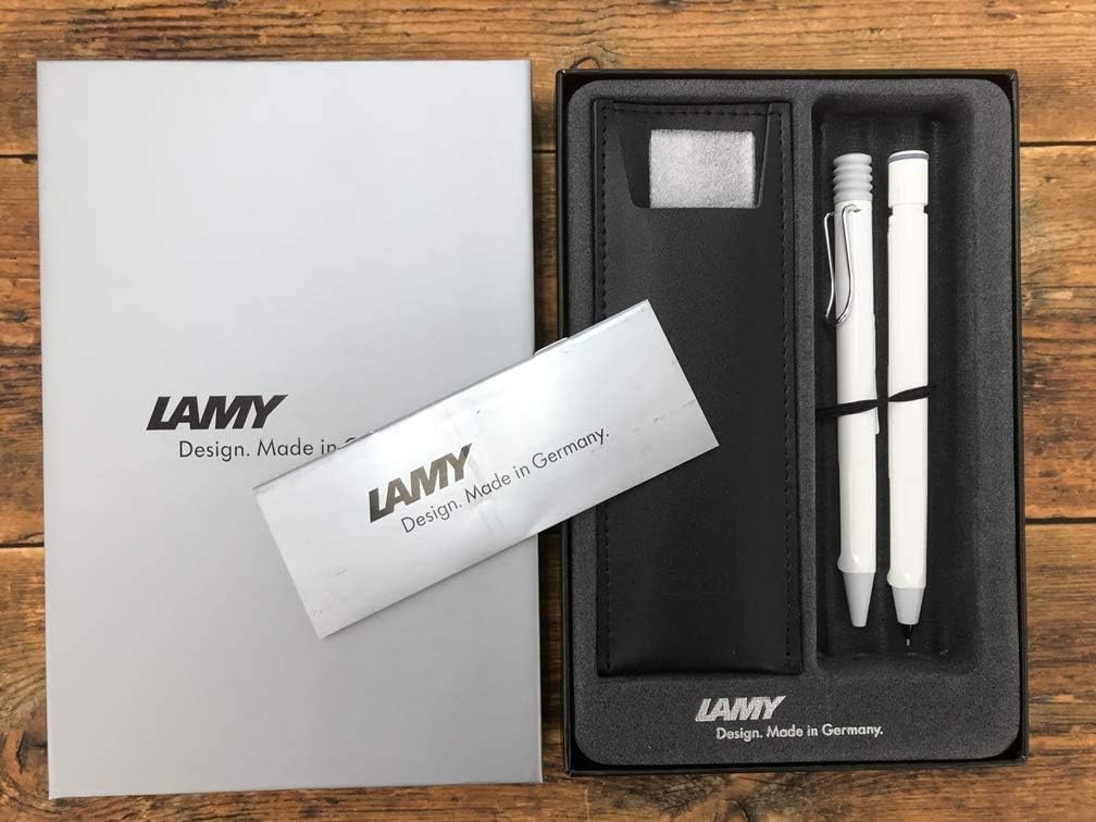 LAMY ボールペン 【ラッピング無料】 LAMY ラミー ボールペン シャープペン セット サファリ ホワイト レザーペンケース付き ギフトボックス入り 正規輸入品 お祝い