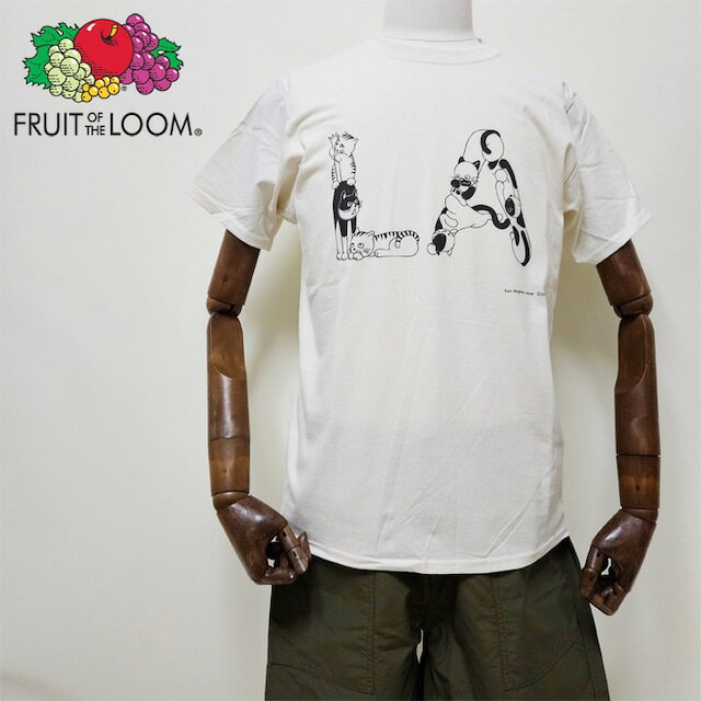 FRUIT OF THE LOOM Tシャツ ネコ LA LOS ANGELS ロサンゼルス かわいい 猫 MEOW CITY FRP-2002