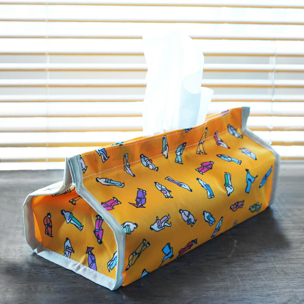 【プチラッピング無料】 花籠や お相撲柄 ティッシュボックスカバー 山吹色 ティッシュボックスケース