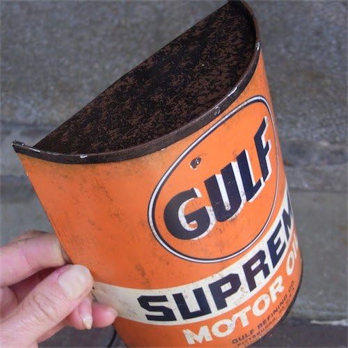 Rakuten - GULF エンボス加工 オイル缶 オブジェ embossed SIGN GULF OIL CAN