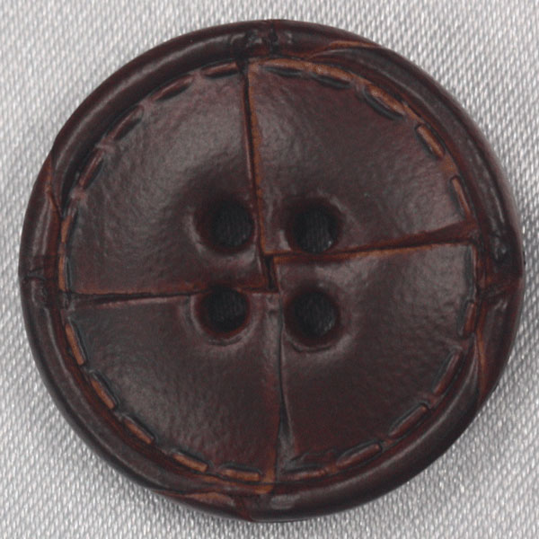 ボタン 本革レザーボタン 表四つ穴 サイズ豊富 ベスト ジャケット コート対応 茶 18mm 是非 手作り 日本製 のこだわりボタンを