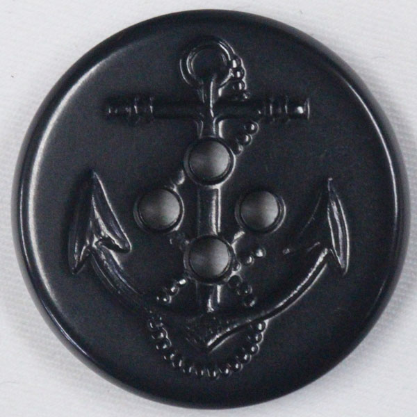 ボタン プラスチックボタン アンカー イカリ 1個入 黒 ブラック 18mm,21mm,23mm,25mm,30mm ピーコート..