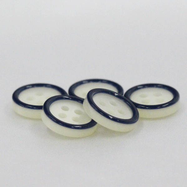 ボタン プラスチックボタン 白 ホワイトx紺 ネイビー 11.5mm 10個入 カラフルボタ...