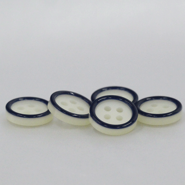 ボタン プラスチックボタン 白 ホワイトx紺 ネイビー 11.5mm 10個入 カラフルボタ...