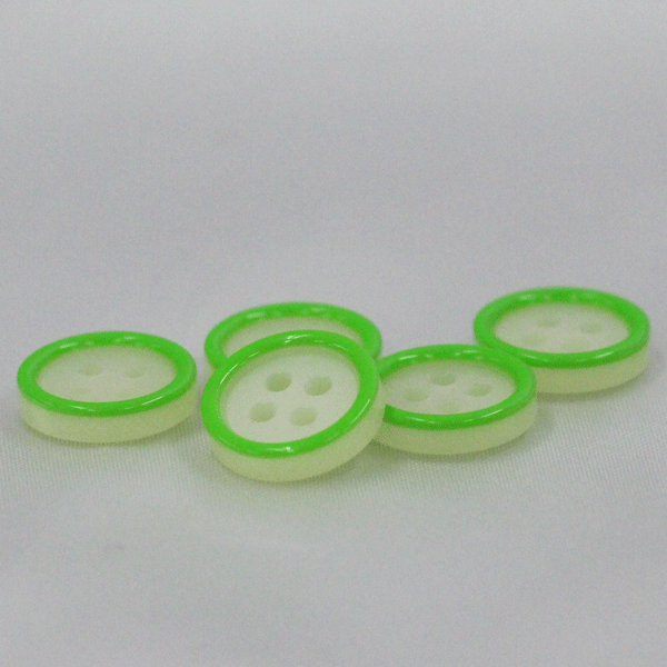 ボタン プラスチックボタン 白 ホワイトx黄 イエロー緑 11.5mm 10個入 カラフルボタン シャツ ブラウス..