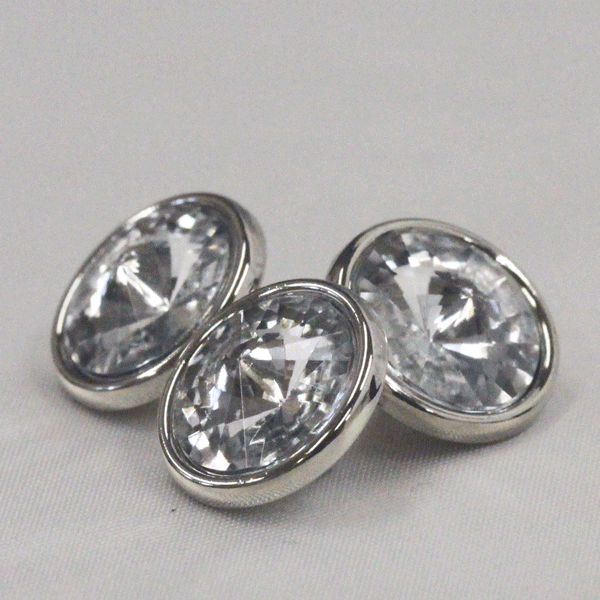 ボタン プラスチックボタン 10mm 1個入 ニッケル シルバー ビジューボタン ラインストーン アクリル 10..