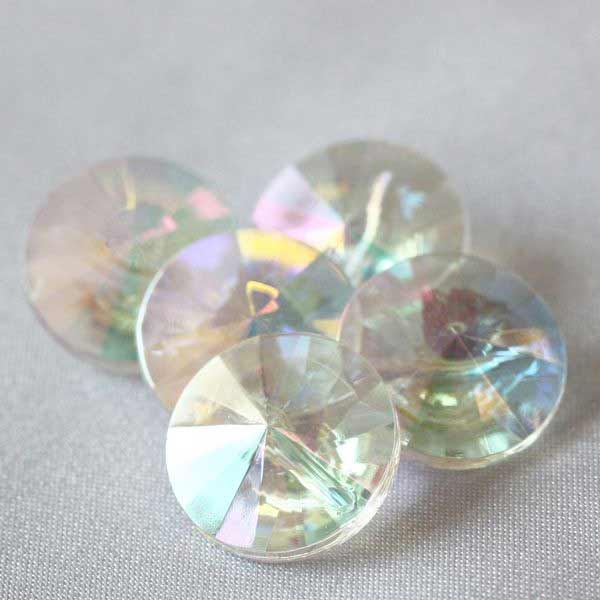 ボタン プラスチックボタン 13mm 10個入 ダイヤモンドカット 白 ホワイト系 13ミリ ブラウスやシャツにどうぞ