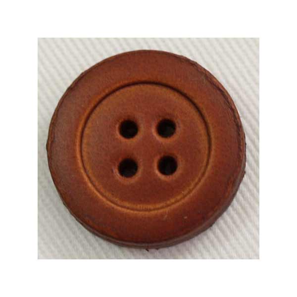 ボタン 本革レザーボタン うす茶 15mm 1個入 本革 レザー使用のボタンです コートやジャケット ブレザーに 表四つ穴 手作り 手芸 釦付け替え に