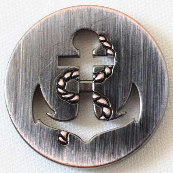 ボタン メタルボタン 金属ボタン 15mm 1個入 サテンカパー アンカー イカリ イカリの形を抜き取りました サイズも豊富な高級 金属ボタン ハンドメイド 手作り 手芸 釦付け替え に