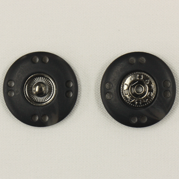 ボタン スナップボタン 水牛調 23mm 1セット B06 灰色 グレー ブラックニッケル プラスチックスナップ ボタン 手芸 通販のサムネイル
