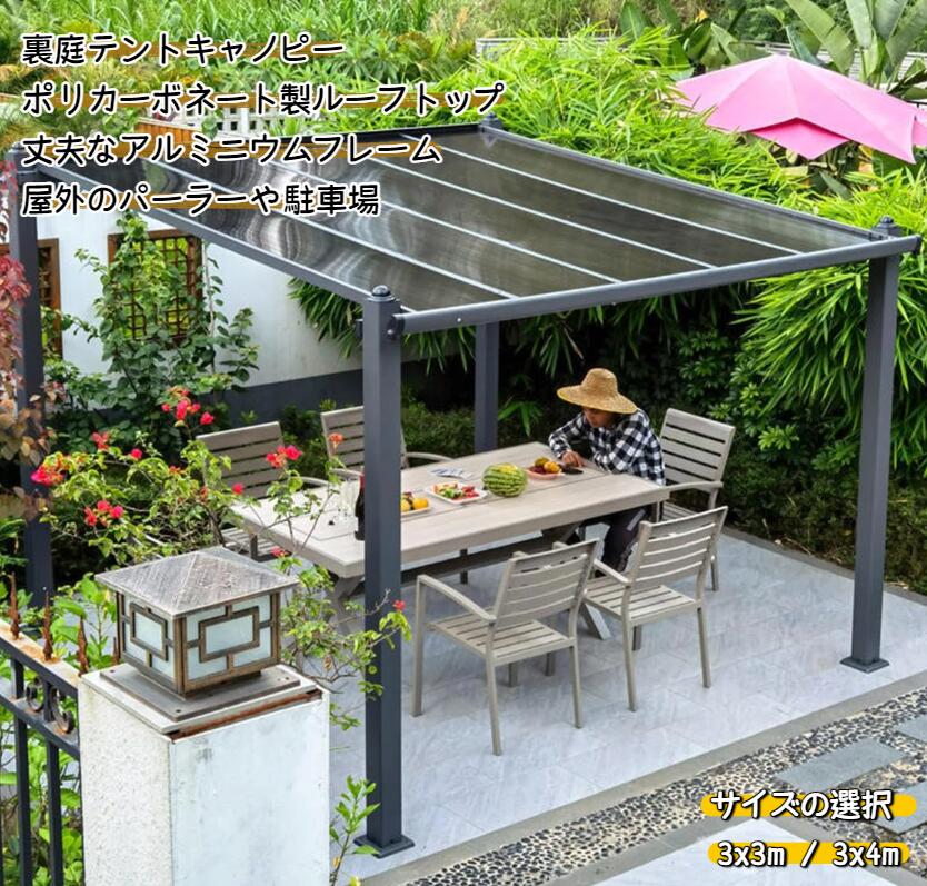 【12月スーパーSALE】『ポイント6倍!11月限定!』アルミ合金ガゼボ、屋外アルミフレームパーゴラ、亜鉛メッキ鋼アルミフレーム常設パビリオン、パティオGaed...