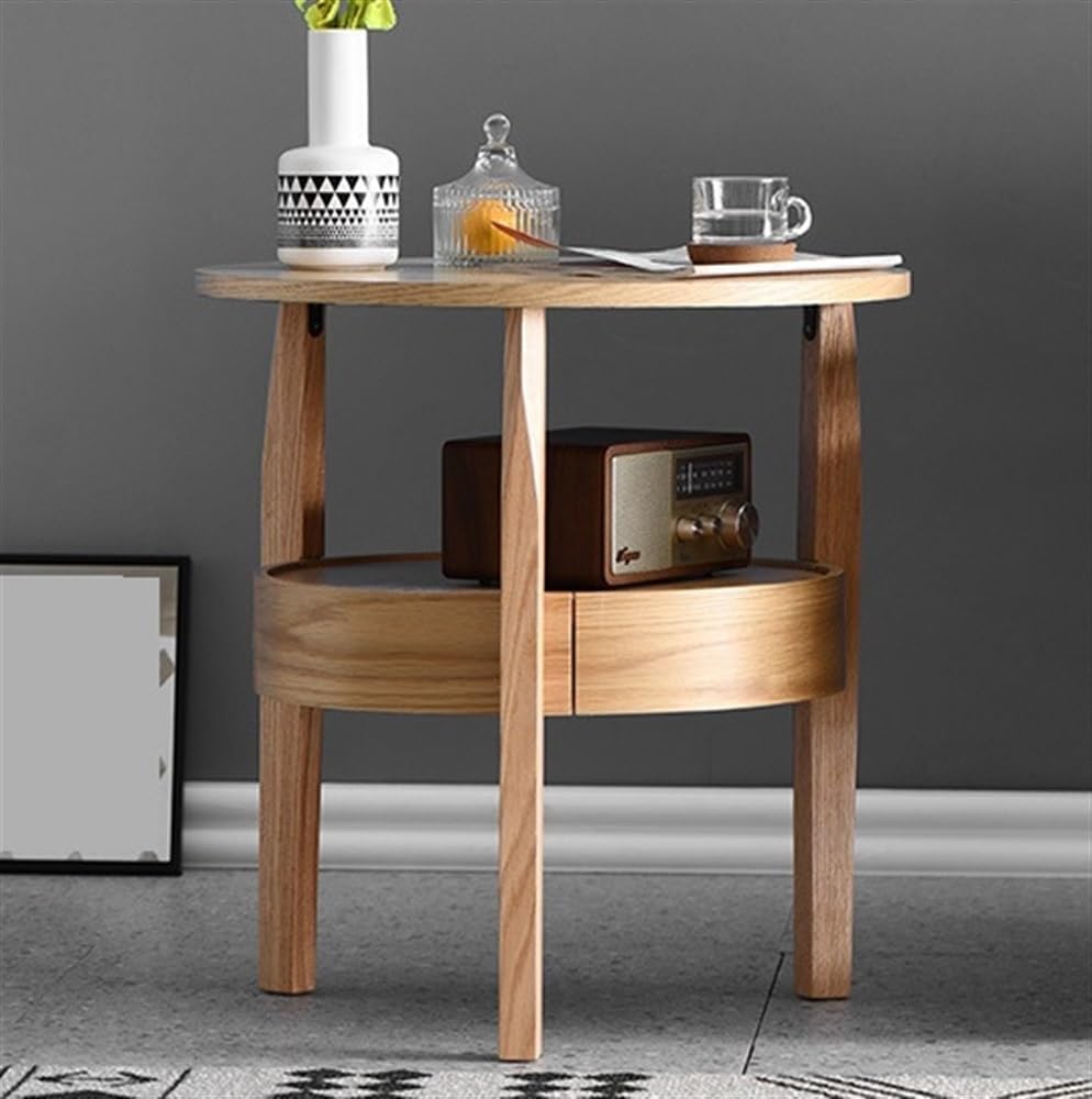 コスガ　木製円形サイドテーブル 引き出し付き コスガ 木製円形サイドテーブル 引き出し付き コスガ 木製円形