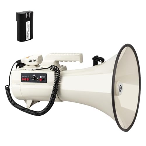 ハンディメガホン 拡声器スピーカー ハンドヘルドメガホン 75 W SD メモリカードリーダー 録音およびサイレン付き拡声器スピーカー USB フラッシュ Aux 入力メガホン 屋外用 運動会 避難訓練 演説 消防