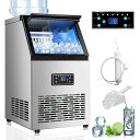 業務用自動製氷機 ステンレス鋼製、静音設計、60kg/24H、15kg貯蔵容量、パーティーギャザリング、レストラン、バー向け