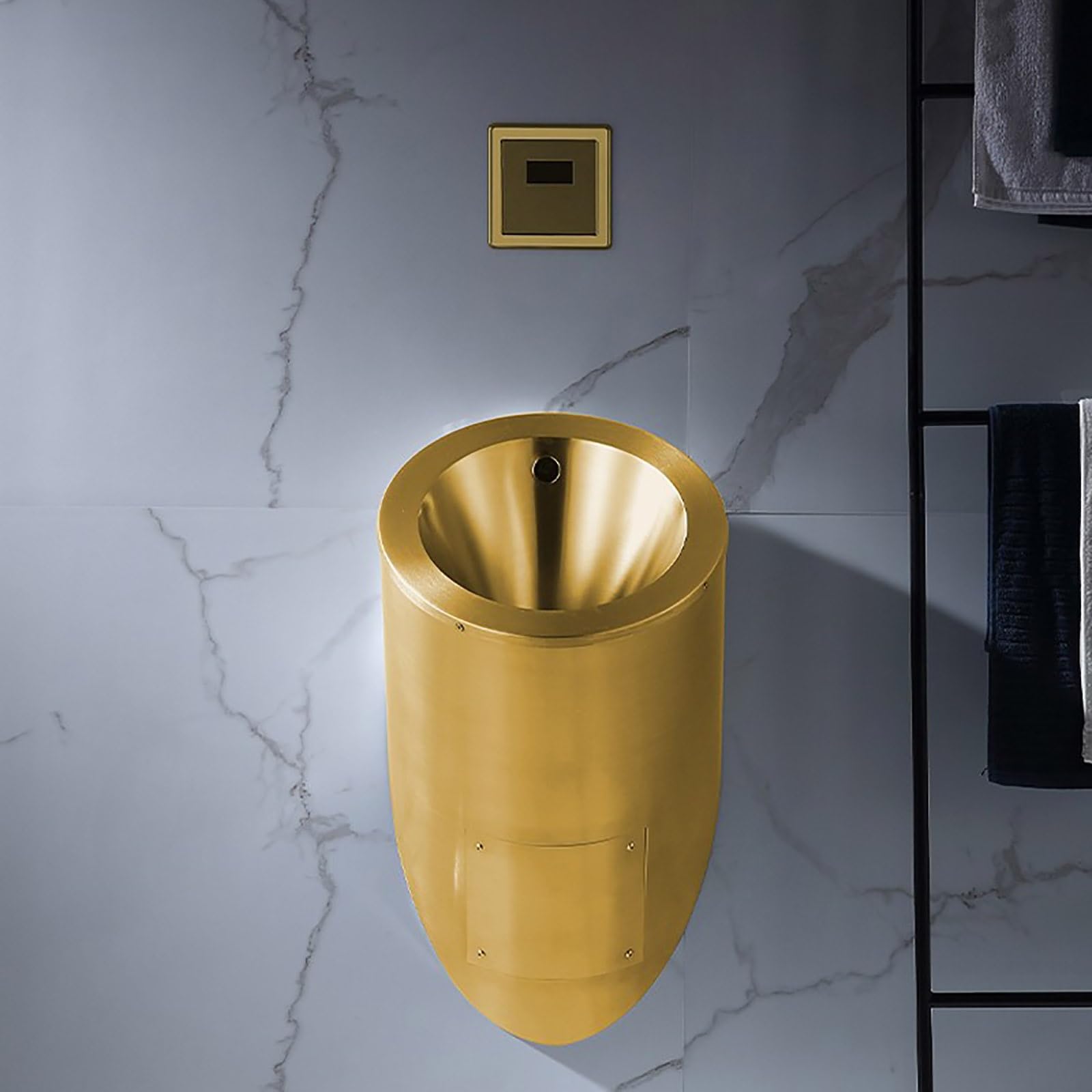 壁掛け式男性用水洗小便器、壁掛け式センサー小便器、304ステンレススチール製ファミリーバスルームトイレ、インテリジェントセンサー水洗公衆トイレ男性用小便器、バスルーム、ホテル、ショッピング用(Black)