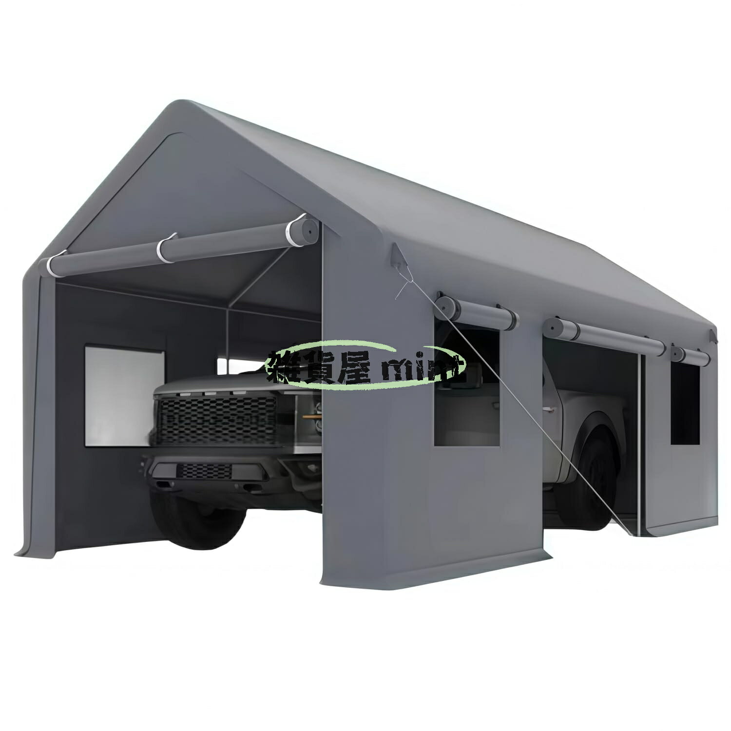 Rakuten - 雨よけ、日よけカーポート、3×6m夜市の屋台、屋外広告三輪車テント、ポータブル収納、大型収納小屋、工具不要、車の収納。 (3mx6m,グレー)