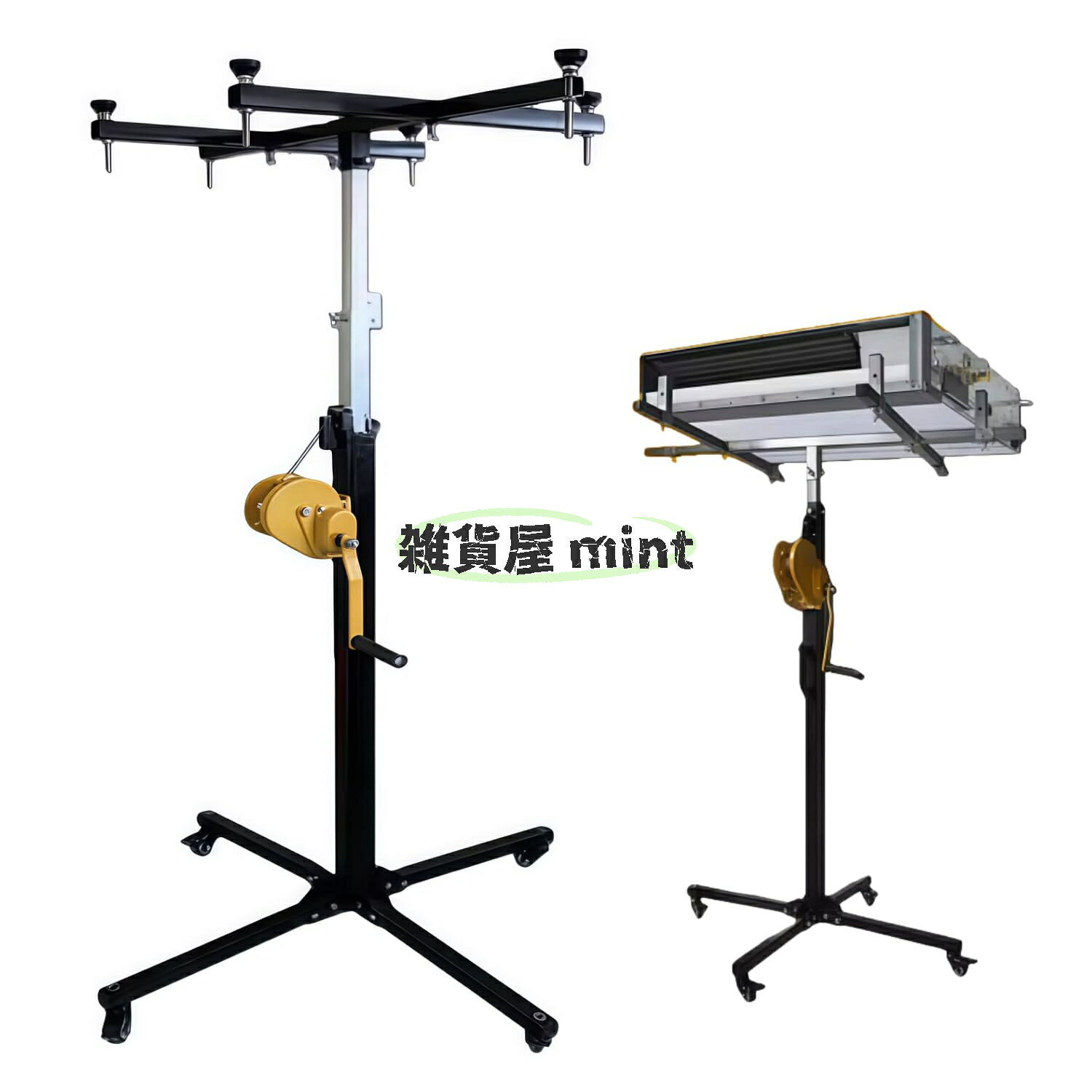 Rakuten - 装飾用リフト設置機 80kg耐荷重 ドライウォールリフト 手動リフトジャッキ 折りたたみ式 ブレーキキャスター付き 石膏ボードの吊り上げ/照明の設置/衣類ラックの設置に適していますインテリア建築や装飾に適しています (4.0m,手回し式)