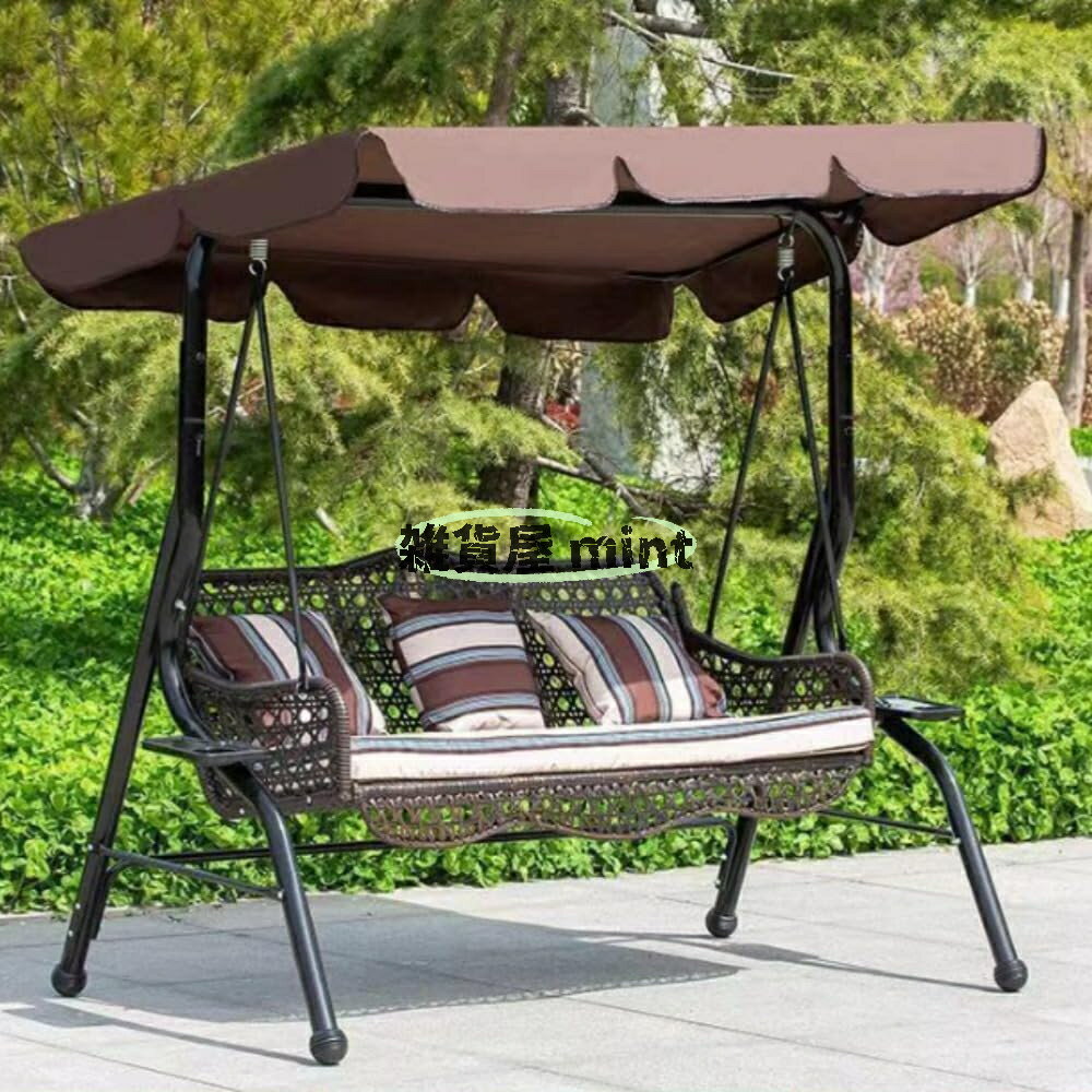 Rakuten - ブランコ 屋外 キャンプブランコ 椅子 庭 2 席ガーデンスイングチェアキャノピーカバーシェードセイル防水UV耐性屋外中庭ハンモックテントスイングトップカバー (アイスコーヒー（3名様分）)