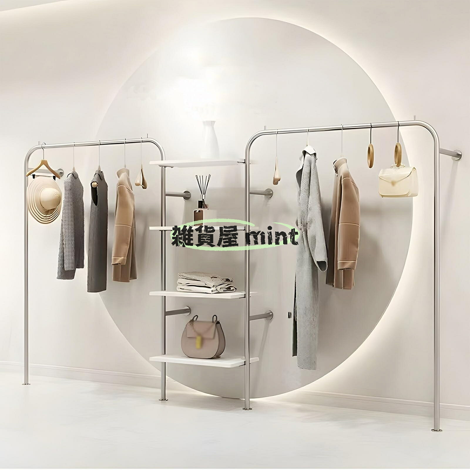 Rakuten - 壁掛け洋服ラックハンガー レール クリエイティブ クローゼット ロッド 小売 衣類 棚 ディスプレイ スタンド ブティック 衣料品店 コートラック 衣類収納 吊り下げラック 乾燥ラック 衣類ハンガー ポール (Size : 400*170cm)