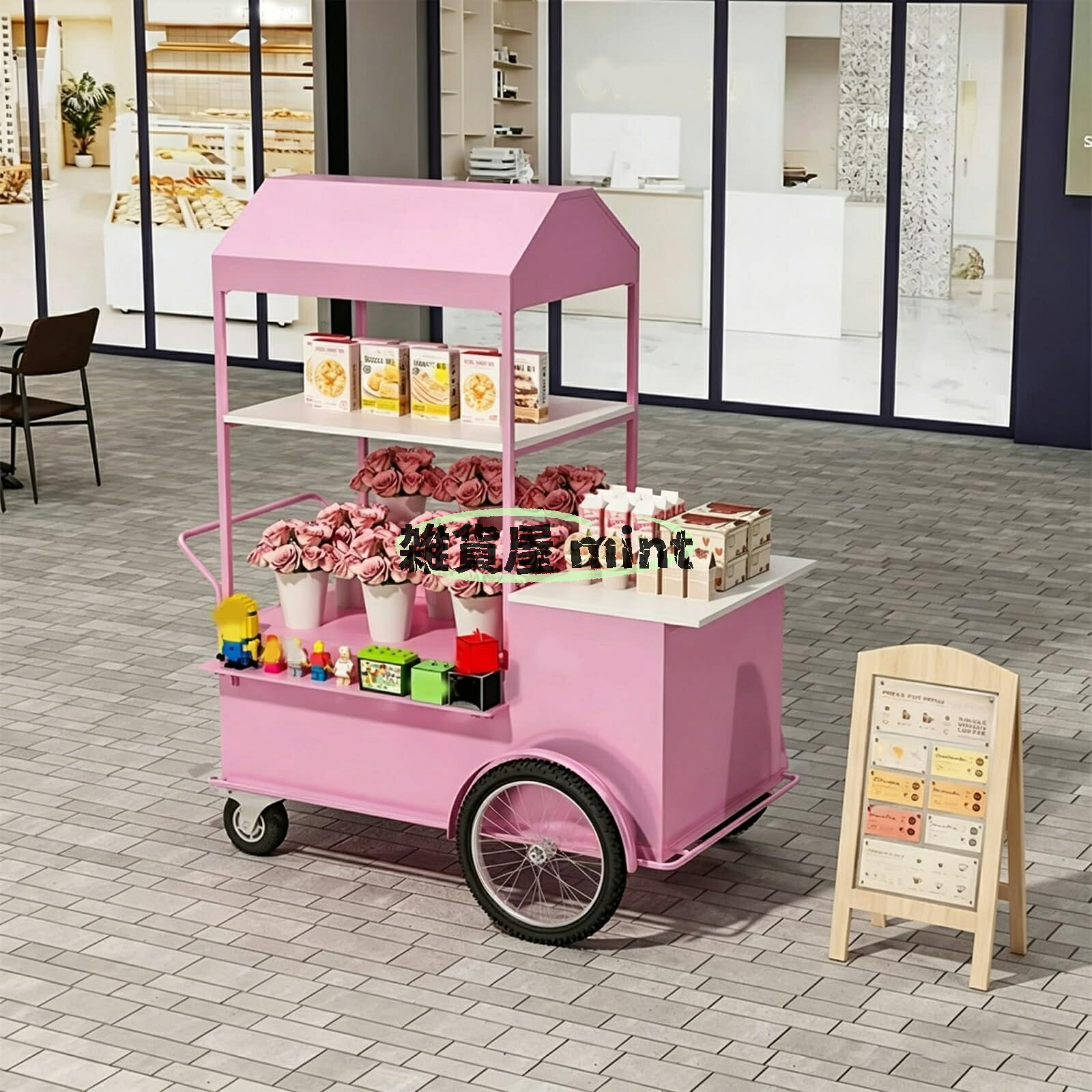 Rakuten - ファーマーズ マーケットの屋台、ポータブル屋外キオスク、車輪付きベンダー カート - ストリート マーケット、ファーマーズ マーケット、クラフト フェア、ビーチに最適です(Pink,160x60cm/63x23.6in)