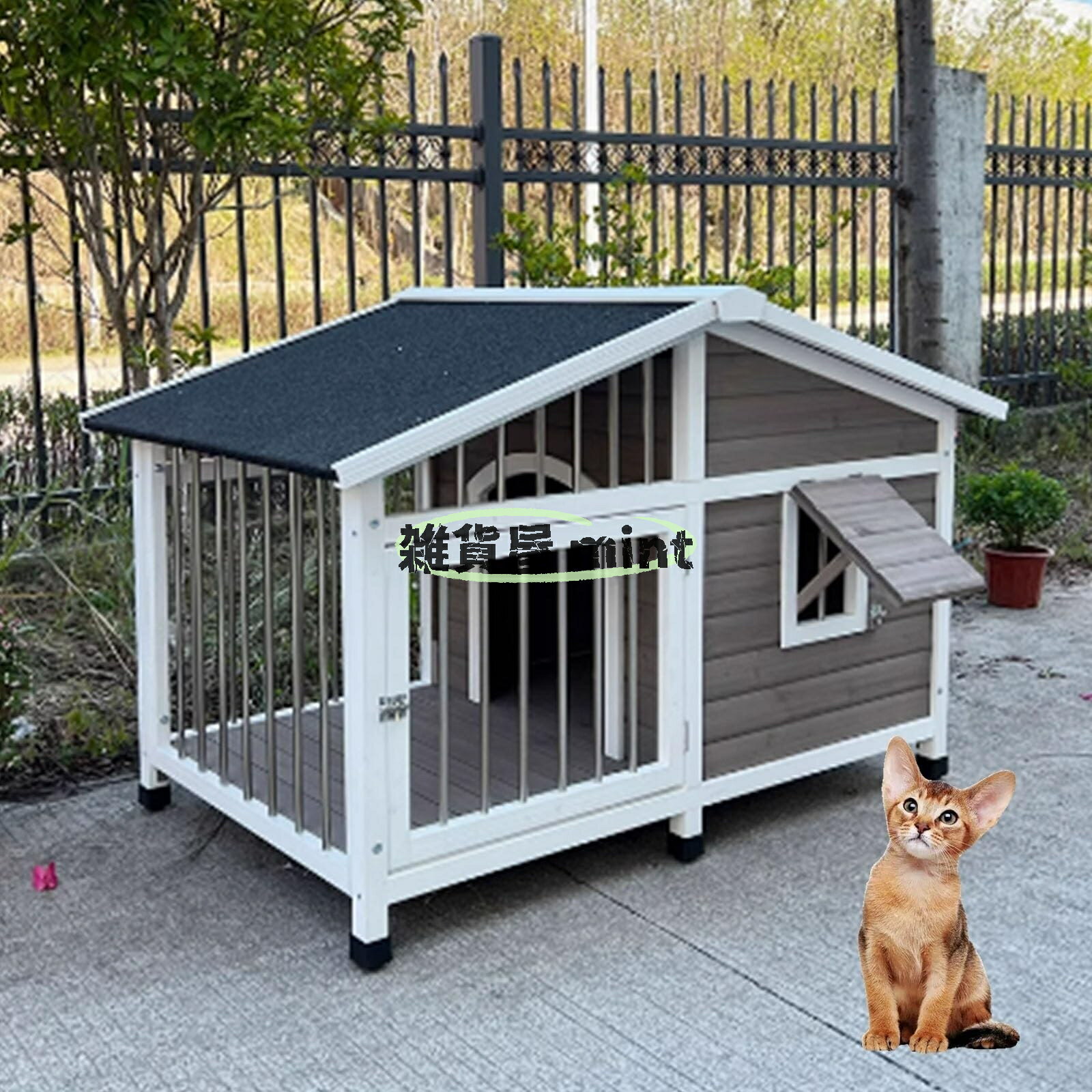 Rakuten - 猫ケージ キャッテリー 高級猫別荘 屋外ステンレスペットフェンス ペットケージ 猫ハウス 洗える屋内外犬小屋 野良猫犬シェルター 風雨よけ 猫 ゲージ 猫小屋木製 キャットハウス ネコハウス ペットケージ キャットハウス ネコハウス 留守番 脱走防止