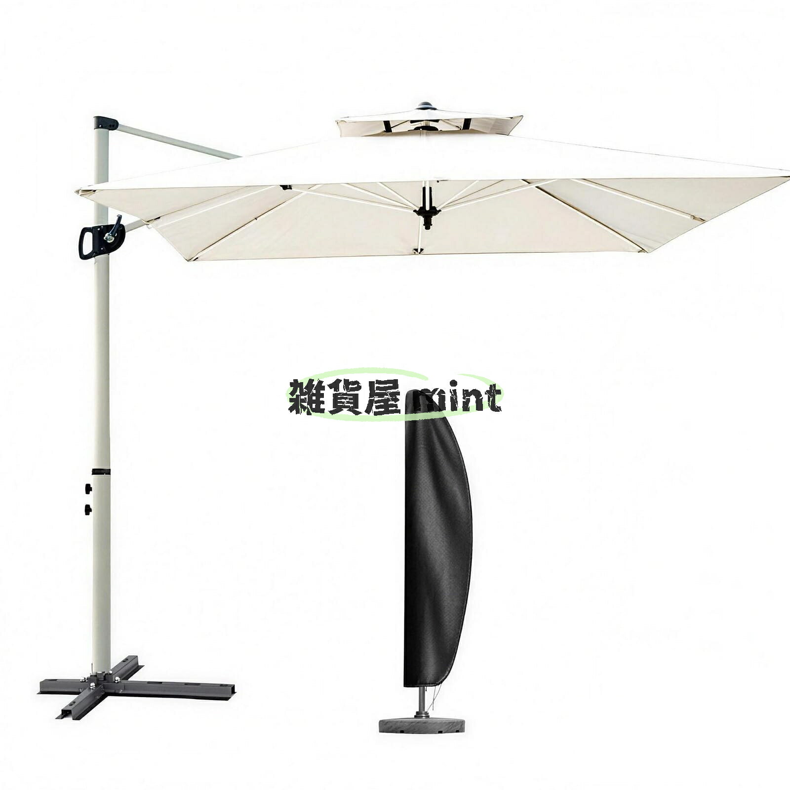 ガーデンパラソル 大型 220/250cm 風に強い 長方形 ハンギングパラソル 二層通気 ...