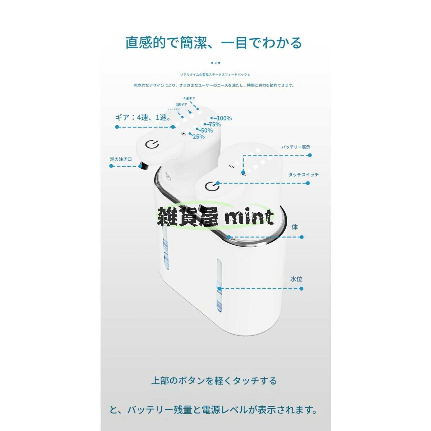 手をかざすだけ ダブル泡ソープディスペンサー 充電式 壁掛け ハンドソープ・シャンプー使い分け 日本の狭い洗面所・キッチン最適 (M11フォーム+ドロップ) 3