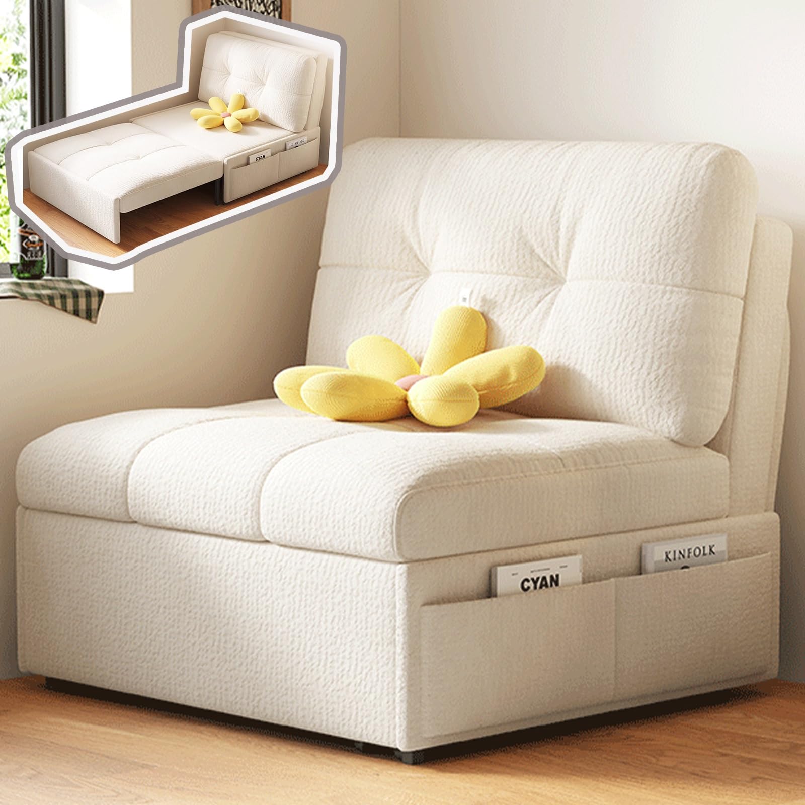 ソファーベッド ソファベッド 折りたたみソファベッド クッション付 1人掛け リクライニングチェアー 座椅子 ローソファー ソファーベッド 折りたたみソファー ソファー ミニソファー 一人暮らし 一人用ソファー 折り畳み リクライニング 5段ギア 組立簡単 お手入れ簡単