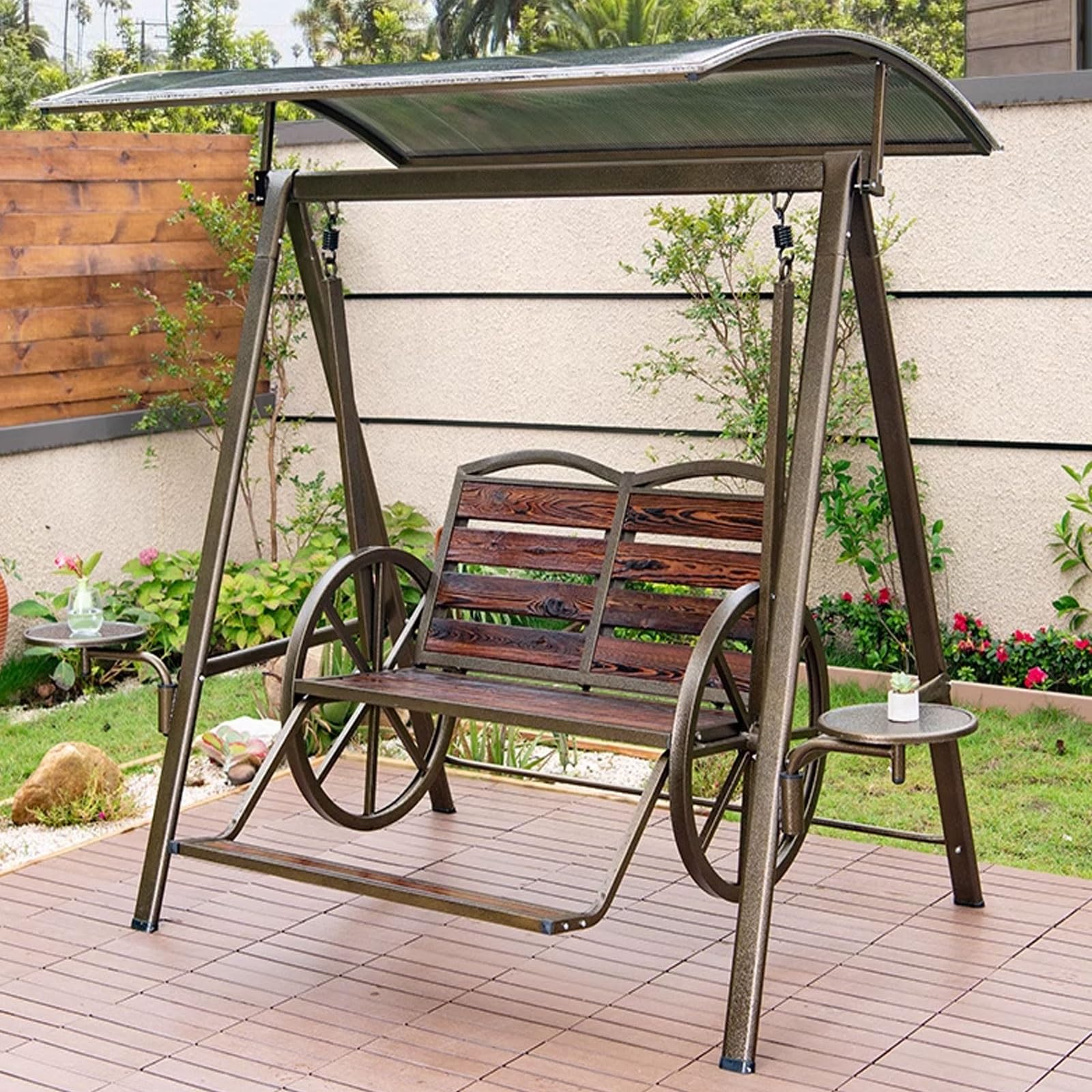 ガーデンベンチ ブランコ 木製ブランコ 大型ブランコ 炭化工程 人間工学に基づいたデザイン 厳選された..