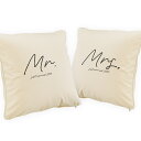Mr Mrs クッションカバー 2枚セット ペア ウェディング フォトプロップス