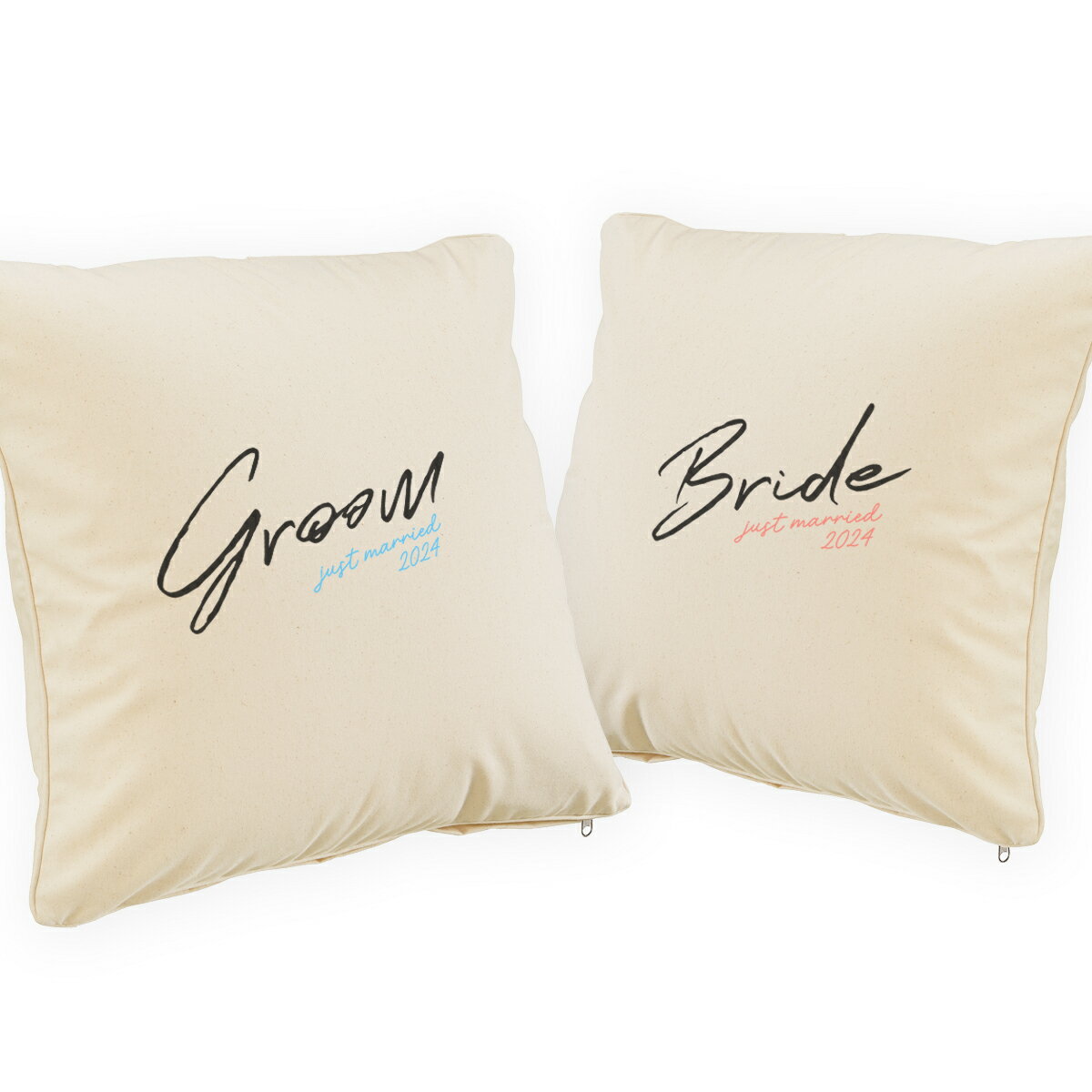Groom and Bride クッションカバー 2枚セット 新郎新婦 ペア ウェディング フォトプ