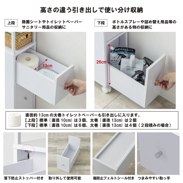 エムインテリアの【ポイント5倍】 多機能トイレラック（オープンタイプ）ホワイト 組立品｜アングル3