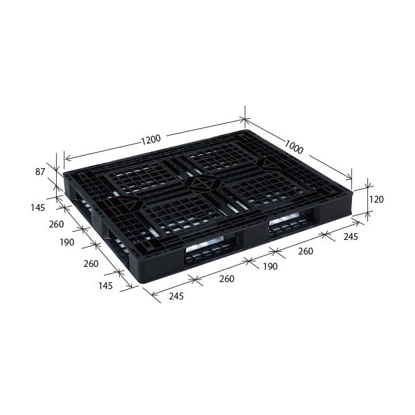 ※代引き不可 同梱不可※北海道、沖縄、離島送料は別途お見積り。※手配完了後は、ご注文キャンセルを承る事が出来ません。何かございましたら事前にお問い合わせ下さい。■サイズ・色違い・関連商品■JL-D4・1111E(4) 単品■JL-D4・1111E(4) 10枚セット■JL-D4・1111E(5) 単品■JL-D4・1111E(5) 10枚セット■JL-D4・1210E 単品■JL-D4・1210E 10枚セット[当ページ]■JL-D4・1111G 単品■JL-D4・1111G 10枚セット■JL-D4・1210G 単品■JL-D4・1210G 10枚セット■JL-D2・0909 単品■JL-D2・0909 10枚セット関連商品の検索結果一覧はこちら■商品内容【ご注意事項】・この商品は下記内容×10セットでお届けします。・商品の輸送、保管に活躍するパレット。■商品スペック外寸1200 × 1000 × 120 mm 重量9.5 kg 材質再生PP カラ—ブラック 積載荷重動荷重：1，000kg 静荷重：2，000kg【ご注意事項】本商品は、北海道・沖縄・離島への配送はいたしかねます。あらかじめご了承ください。■送料・配送についての注意事項●本商品の出荷目安は【1 - 5営業日　※土日・祝除く】となります。●お取り寄せ商品のため、稀にご注文入れ違い等により欠品・遅延となる場合がございます。●本商品は仕入元より配送となるため、北海道・沖縄・離島への配送はできません。