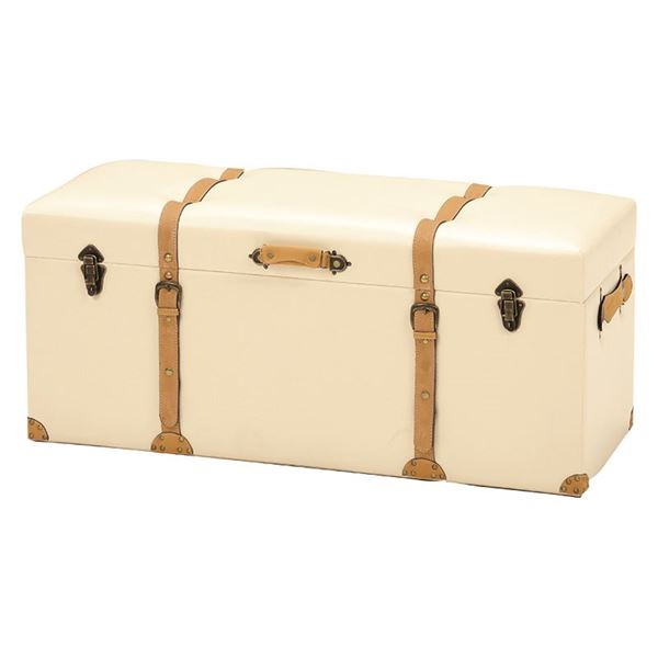 【11/30は..ポイント8倍！】 収納付き オットマン 幅102cm アイボリー トランク型 合皮 チェスターシリーズ ボックススツール インテリア家具 リビング