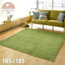 【タイムSALE ポイント5倍】 芝生風 ラグマット 絨毯 約185×185cm 防滑加工 ホットカーペット対応 芝生の様なタッチのふっくらラグ リビング 子供...