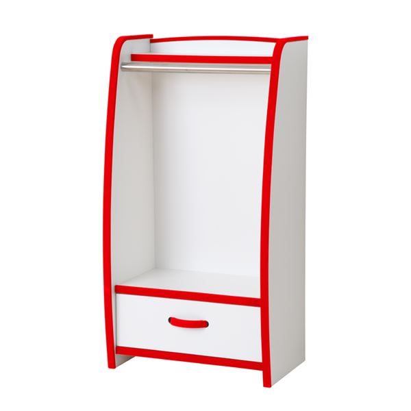 【P7倍!水曜定休Pアップ12/4 朝10時まで】 子供用 ハンガーラック/衣類収納 (幅48cm レッド) 日本製 高耐久 引き出し付き 知育家具 EVAキッ...