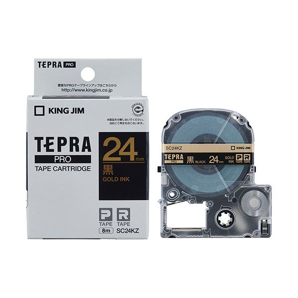 【ショップポイント5倍】 (まとめ) キングジム テプラ PRO テープカートリッジ パステル 24mm 黒／金文字 SC24KZ 1個 （×10セット）