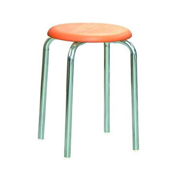【3/30　ポイント7倍！】 スツール オットマン 幅33cm オレンジ×クロームメッキ スタッキング 日本製 スチール 完成品 1脚販売 リビング 在宅ワーク【代引不可】