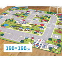 【タイムSALE ポイント5倍】 プレイマット 約190×190cm 洗える 防滑 ホットカーペット オールシーズン可 キッズラグ ニュータウン 2 リビング ...