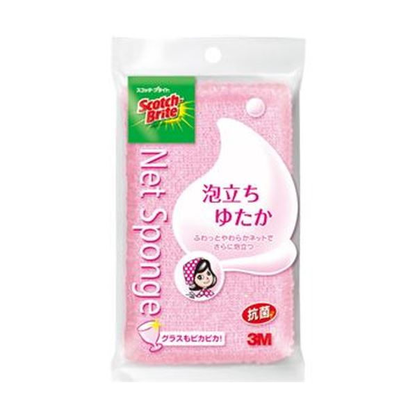 【5/18ポイント9倍 いちばの日+楽天勝利+ショップPアップ】 （まとめ）3M スコッチ・ブライト泡立ちゆたかネットスポンジハード ピンク WNT-77KP 1個【×50セット】