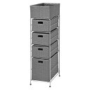 【タイムSALE ポイント5倍】 ランドリーラック 約幅25.5×奥行40.5×高さ95.5cm グレー 引き出し式 洗濯かご付き スチール ランドリー収納 脱...