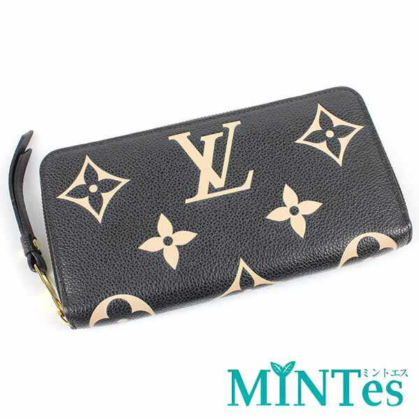 Louis Vuitton ルイヴィトン モノグラム アンプラント ジッピーウォレット ラウンドファスナー長財布 M80481 ブラック ベージュ レザー 【中古】