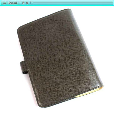 シャネル キャビアスキン 手帳カバー システム手帳 ブラウン 茶色 レザー 【中古】