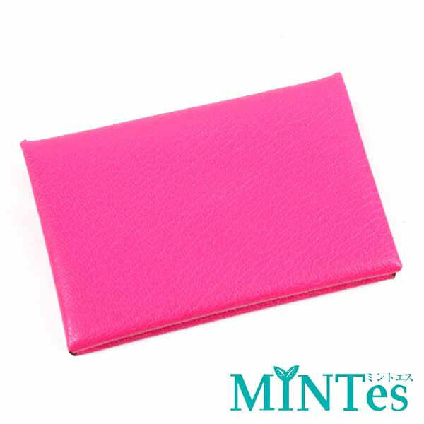 樂天商城 - Hermes エルメス カルヴィ カードケース ローズポップ シェーブル レザー 小物ケース コインケース シンプル ビビット 【中古】