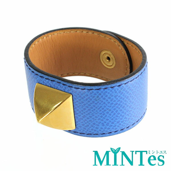 樂天商城 - Hermes エルメス メドール ブレスレット ブルー ブラウン レザー アクセサリー バングル ワンポイント 【中古】