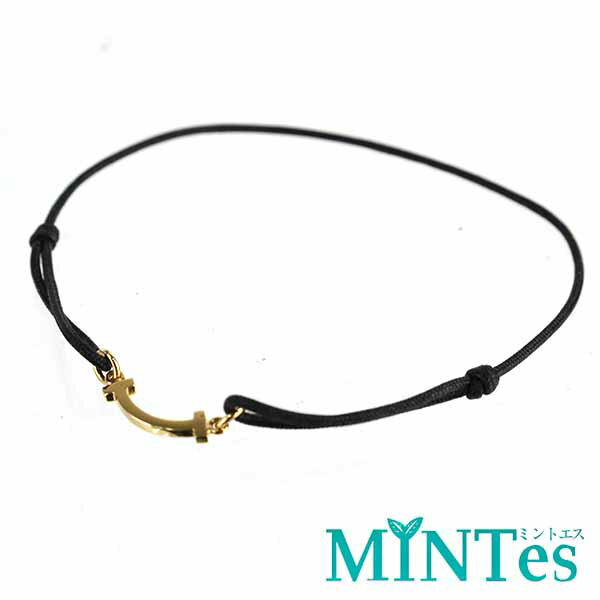 樂天商城 - Tiffany ティファニー Tスマイル ブレスレット ブラック ゴールド金具 750YG アクセサリー ワンポイント ジュエリー 【中古】