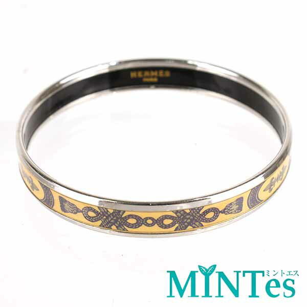 Hermes エルメス エマイユ PM バングル イエロー系 シルバー 七宝焼き スタイリッシュ アクセサリー デイリー ブレスレット お出かけ ..