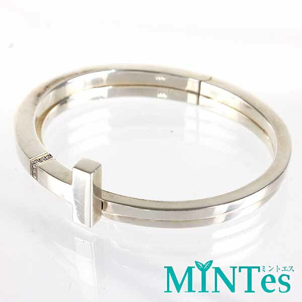 樂天商城 - Tiffany ティファニー Tスクエア ラップ ダイヤ ブレスレット シルバー SV925 アクセサリー バングル スタイリッシュ 【中古】