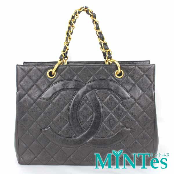 樂天商城 - Chanel シャネル デカココ チェーン トートバッグ ブラック ゴールド金具 キャビアスキン ココマーク 【中古】