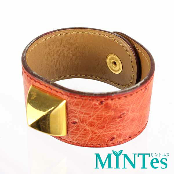 樂天商城 - Hermes エルメス メドール オーストリッチ ブレスレット レッド系 オーストリッチ アクセサリー スタイリッシュ 【中古】